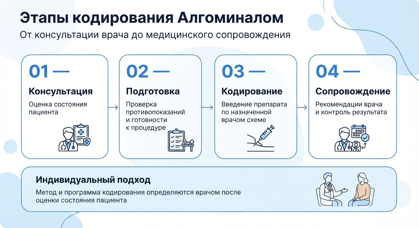Кодирование препаратом «Алгоминал» в Дубне инфографика